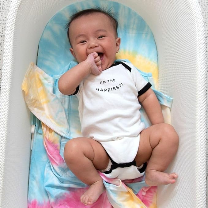 Happiest Baby SNOO Sleep Sack - 100% Organic Cotton Baby Swaddle Blanket - Doctor Designed Promotes Healthy Hip Development (Tie Dye Rainbow, Medium)