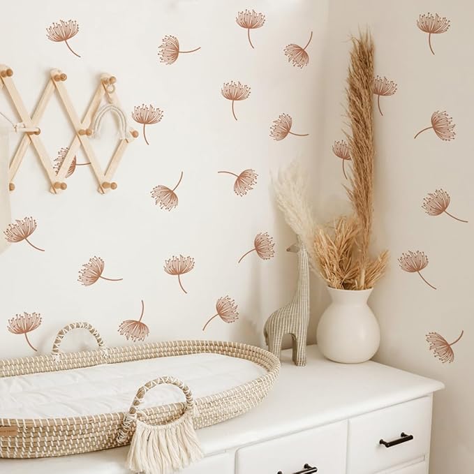 12x36 Inch Set Dandelion Wall Decor Sticker- DIY Boho Wall Decal Mural Set - 54 Pcs Stickers for Wall, Kitchen, Nursery, Office Decor - Each Sticker 3.1x2.3 Inch (Dandelion)