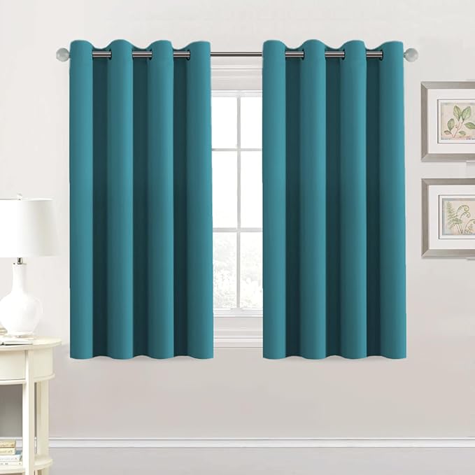 H.VERSAILTEX Premium Blackout Thermal Insulated Room Darkening Curtains for Bedroom/Living Room - Classic Grommet Top (2 Panels, Turquoise Blue, 52 Inch by 54 Inch)