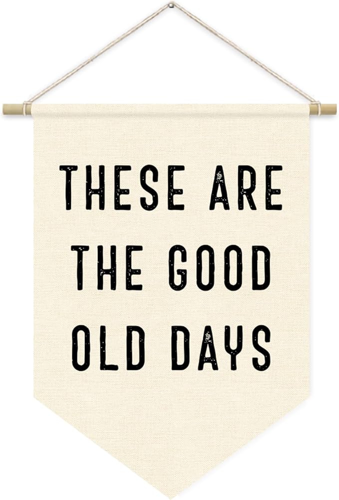 These Are The Good Old Days Wall Hanging Pennant Flag Banner, Banners for Room, Inspirational Positive Vintage Flag Decor for Home Kids Boys Room