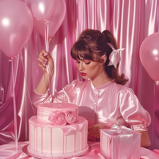 10x10ft Wedding Curtains Pink Wedding Backdrop for Ceremony Prom Stage Backdrop Satin Fabric Curtain Drapes Curtains Panels with Rod Pockets W5' x H10'2 Panels YUNBSDJ037