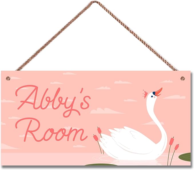 Personalized Swan Queen Sign For Girls Room Bedroom Custom Name Cute Animal Theme Kids Toddler Baby Nursery Door Plaque Pink Wall Art Decor For Little Man Cave
