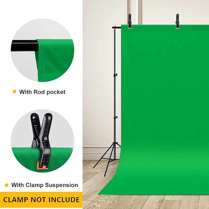 10x12ft Green Screen Backdrop for Photography, Chromakey Background Fabric for Photoshoot, Zoom Meeting, Game Live Steaming