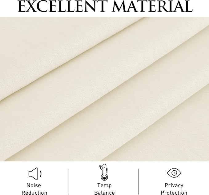 StangH Extra Wide Velvet Pinch Pleated Curtains for Sliding Door, Super Soft Ivory White Light Dimming Room Dividers Luxury Thermal Window Drapes for Living Room Nursery, W62 x L84, 1 Panel