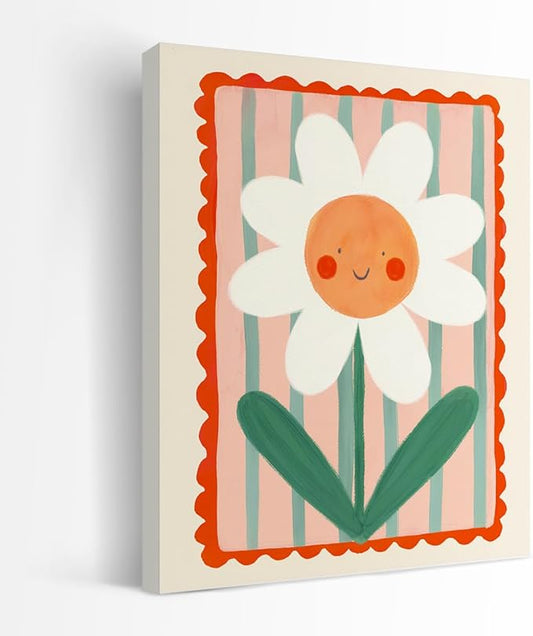 SZERE Cute Kids Smile Floral Canvas Art Decor Posters , flower Room Bedroom Bathroom Playroom Dorm Classroom Canvas Wall Decor Aesthetic for Nursery Kids Teen Girls Gifts,11x14 Inch Set of 4 Pcs classroom Pictures