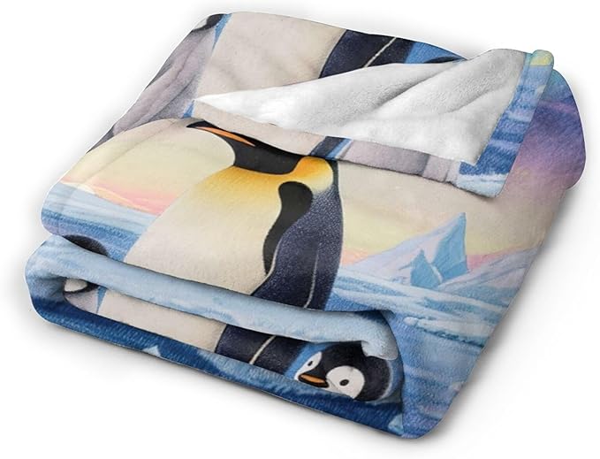 Penguin Blanket Cute Penguins Animal Throw Blanket Plush Cozy Fleece Ultra Soft Warm Fuzzy Stuff Bedding Nursery Toddler Baby Blankets Gifts for Boys Girls Kids Adult Men Women 40"X50"