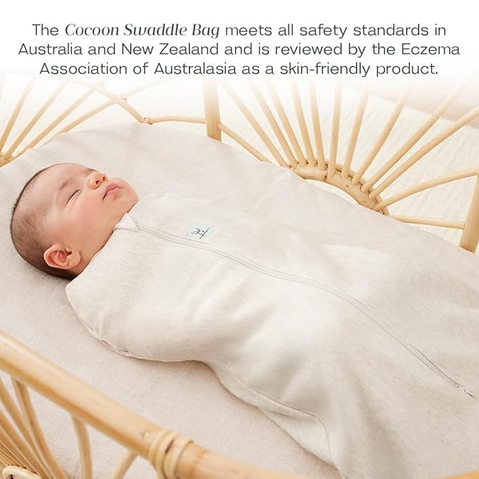 ergoPouch Cocoon Swaddle Sack 2.5 TOG - Baby Sleep Sack, Gentle Snug Fit Helps Calm Startle Reflex, Ideal for Arms In/Out Sleeping, Soft Breathable Fabric for Better Sleep (6-12 Months, Oatmeal Marle)