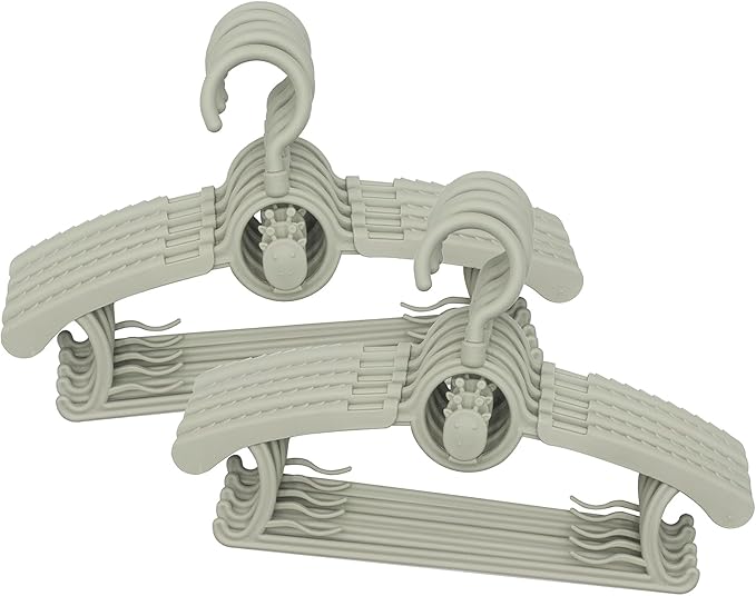 Baby Hangers 30 Pack, 360° Swivel Hook, Adjustable Kids Hangers According to Clothing Size, Suitable for Babies and Children (Gray)