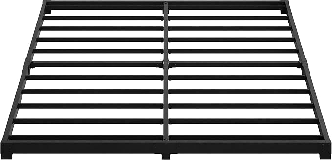 3 Inch Low Queen Bed Frame Heavy Duty Metal Platform, No Box Spring Needed, Easy Assembly Mattress Foundation, No Noise, Black