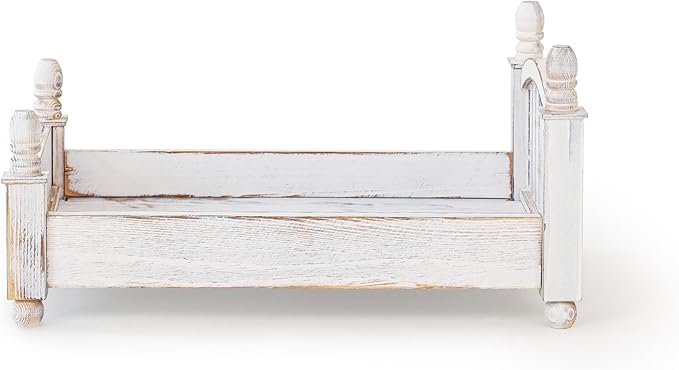 Kate Newborn Photography Props Retro Wooden Bed Posing Props Photoshoot Vintage Doll Bed for Baby Photography