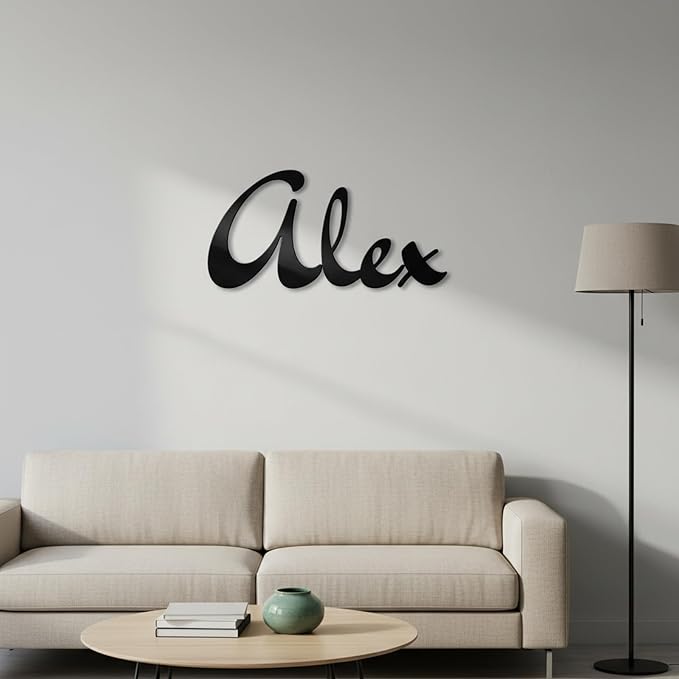Custom Metal Words - Bold Modern Script Name Sign - Custom Name Sign Baby - Strong Laser Cut Cursive Wall Art for Baby Name, Wedding & Modern Home Decoration Gift