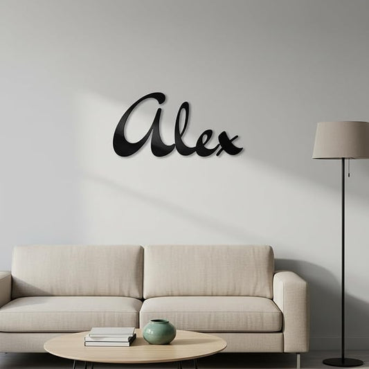 Custom Metal Words - Bold Modern Script Name Sign - Custom Name Sign Baby - Strong Laser Cut Cursive Wall Art for Baby Name, Wedding & Modern Home Decoration Gift