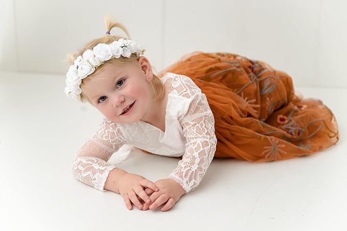 White Flower Crown for Girls First Communion Kids Floral Headband Child Hair Accessories Birthday Party Photo Prop