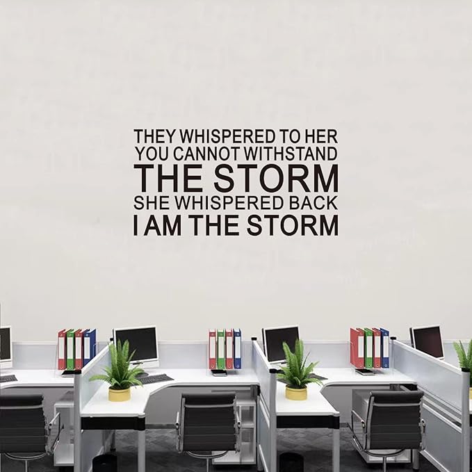 SEATUNE Women Teens Girls Wall Decals - Inspirational Quotes Wall Stickers - Positive Motivational Encouragement Home Vinyl Wall Decor - They Whispered to Her You Cannot Withstand The Storm 28.6"X15"