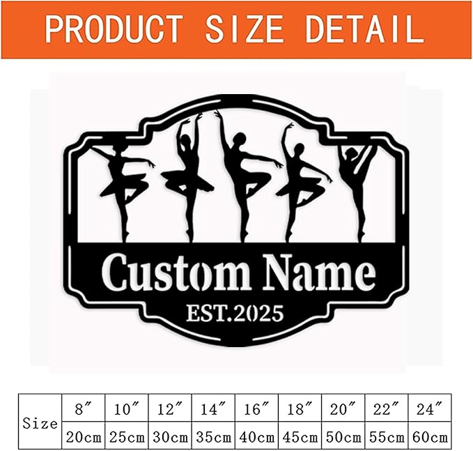 Custom Ballet Dancer Metal LED Wall Art,Personalized Girl Name Ballet Sign for Bedroom, Nursery, Dance Studio – Ballerina Wall Decor, Dancer Gift, Birthday Gift for Kids