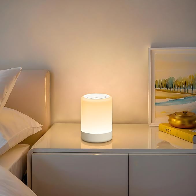 Nursery Night Light for Kids, 256 RGB Color Changing & Warm White Touch Bedside Lamp Wireless, 2200mAh USB Rechargeable LED Small Table Lamps for Bedroom, Dimmable Nursery Lamp with Memory