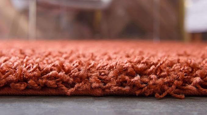Unique Loom Solid Shag Collection Area Rug (2' 7" x 10' Runner, Terracotta)