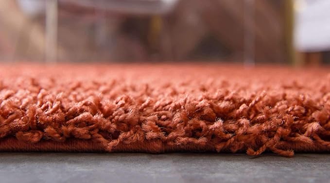 Unique Loom Solid Shag Collection Area Rug (6' 1" x 9' Rectangle, Terracotta)