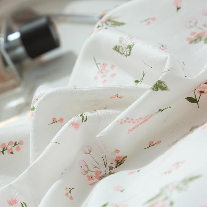 Pink Flower Duvet Cover Full Size Girls Cottage Floral Duvet Cover with 2 Pillowcases Soft 100% Cotton Flower Bedding Set Full Vintage Floral Comforter Cover with Zipper Closure for Girls Women
