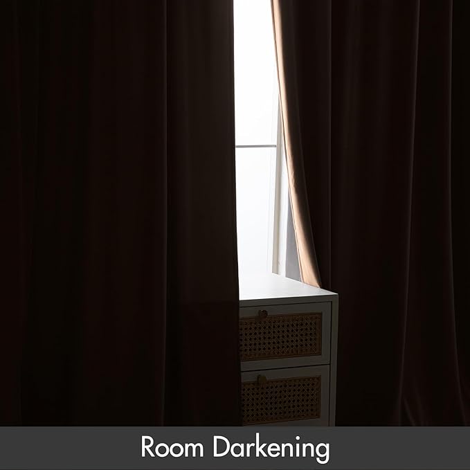 MIULEE Blush Beige Velvet Curtains Thermal Insulated Blackout Curtain Drapes for Bedroom Living Room Darkening 96 Inches Long Curtains Panels Rod Pocket Set of 2