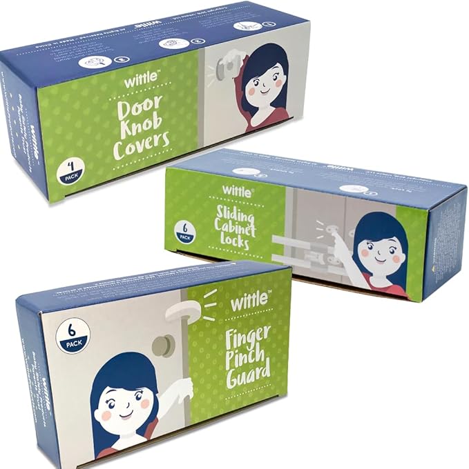 Wittle Finger Pinch Guard - Baby Proof Door Stopper with Soft & Durable Foam - Keeps Doors from Slamming, Prevents Finger Pinch Injuries, and Child or Pet from Getting Locked in Room (Variety Pack)