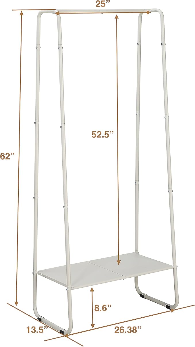 SunnyPoint Freestanding Clothes Garment Rack, Organizer Closet (OFF-WHITE)