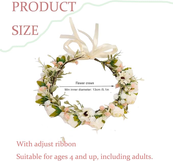 Floral Fall Camellia Flower Crown Rose Headpiece Wedding Bridal Flower Girl Halo Maternity Photo Props FL-03