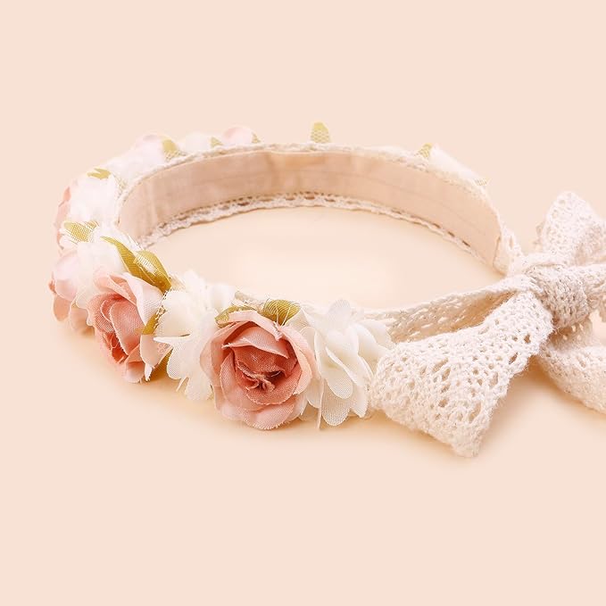 Hairband, 2pcs Children Girl Lace Headbands with Flower, Adjustable Hair Accessories Gift for Children (lace-9)