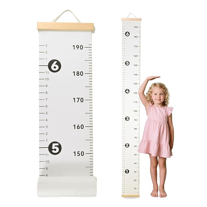 Growth Chart for Wall, Height Chart for Kids, Upgraded Full Length 78.34x8.26 Inches Removable Canvas Measurement Ruler Toddler Tracker Marker for Baby Child Nursery Bedroom Playroom Wall Decor