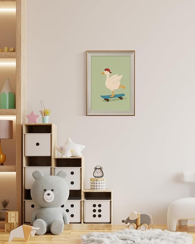 ARPEOTCY Framed Canvas Wall Art, Skater Goose