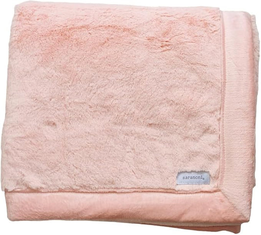 SARANONI Oversized Luxury Blanket | Breathable Super Soft, Lush, Plush Comfy Blankets for Adults | Peach Blush - X-Large 60” x 80”