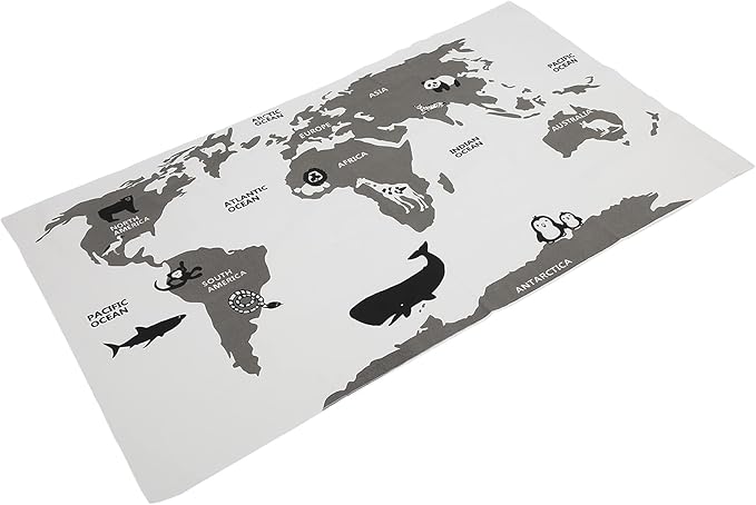 World Map Pattern Baby Play Mat Soft Foldable Large Size Play Mat for Kids Infants Toddlers Indoor Outdoor Use Cloth Material 143 x 85cm