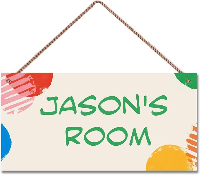 Personalized Cartoon Sign, Custom Name Door for Kids Room, Floral Nursery Art, Girls Room, Baby Bedroom, 5*10inch Wooden Sign
