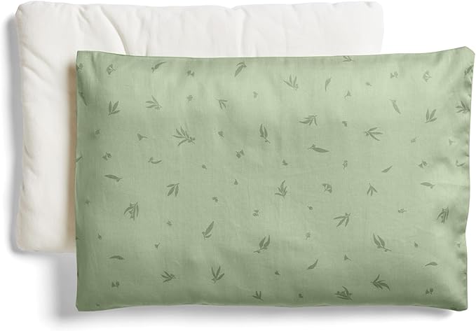 ergoPouch Organic Toddler Pillow and Cover – Low-Profile 1" Design for Proper Neck Alignment, Soft & Durable GOTS-Certified Cotton, Machine Washable, Breathable & Gentle on Skin (Willow)