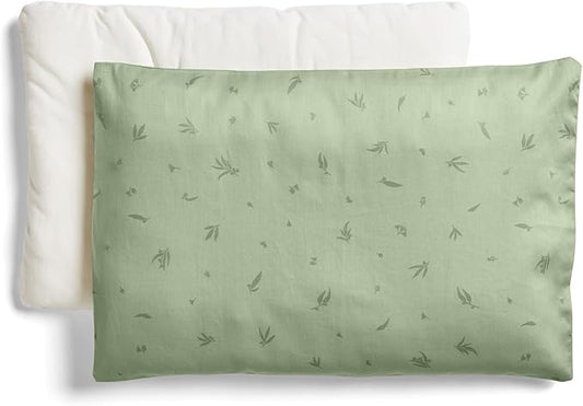ergoPouch Organic Toddler Pillow and Cover – Low-Profile 1" Design for Proper Neck Alignment, Soft & Durable GOTS-Certified Cotton, Machine Washable, Breathable & Gentle on Skin (Willow)