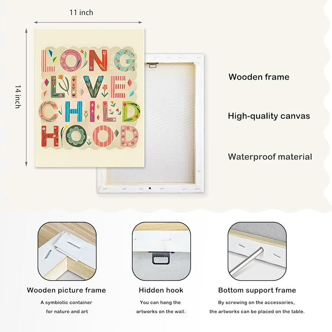 SZERE Cute Kids Floral Canvas Art Decor Posters,kids flower Room Bedroom Bathroom Playroom Dorm Classroom Canvas Wall Decor Aesthetic for Nursery Kids Teen Girls Gifts,11x14 Inch Set of 4 Pcs Child Pictures