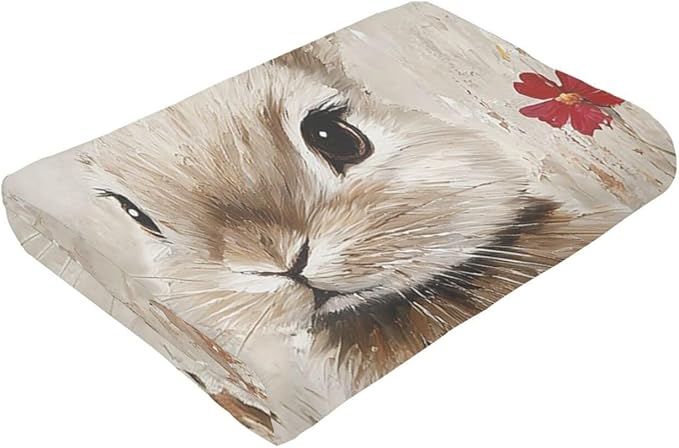 Farmhouse Rabbit Blanket Rustic Bunny Throw Blanket Country Soft Cozy Fleece Fuzzy Stuffed Plush Flannel Gifts for Girls Women Boys Kids Adults 60"X80"