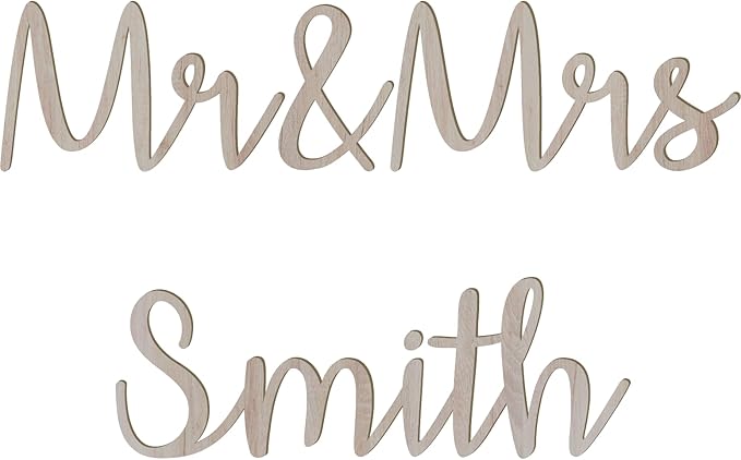 1.5 Inch Tall Custom Word Scroll Script Cursive Font Affection, Choose Wood Material for Names, Unfinished Initials Craft, Kid's Room Sign, Wall Plaque (1.5")