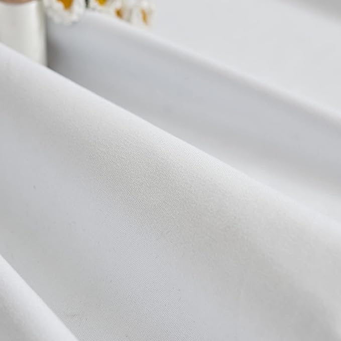 Treatmentex White Blackout Curtains for Living Room Bedroom 84inch Long Pom Pom Curtain Panels for Windows Thermal Insulated Curtains for Kids Nursery Room Rod Pocket 52" W x 2pcs
