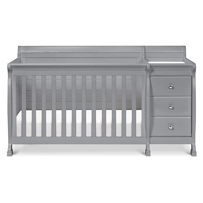 DaVinci Kalani 4-in-1 Convertible Baby Crib & Changing Table Combo - GREENGUARD Gold Certified - Toddler Bed, Daybed, Full-Size Bed Conversion - 4 Adjustable Mattress Heights - Gray