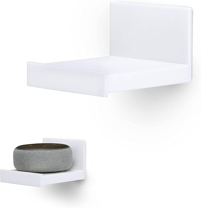 BRAINWAVZ Screwless 4" Universal Shelf for Cloud Security Camera, Baby Monitor, Small Speakers, Electronics & More, No Tools, VHB Tape Strong Adheasive, Easy to Install (White)