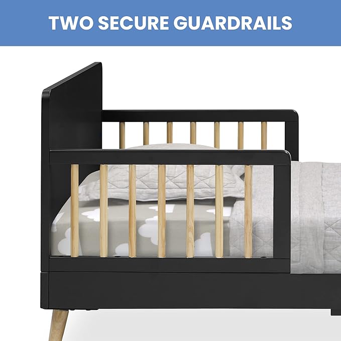 Delta Children Logan Wood Toddler Bed, Greenguard Gold Certified, Midnight Grey/Natural