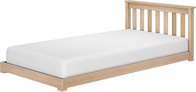 Max & Lily Classic Twin Floor Bed, 79.75 Inches, Solid Wood Low Bed Frame for Kids, Modern Floor Bed for Bedroom, Blonde