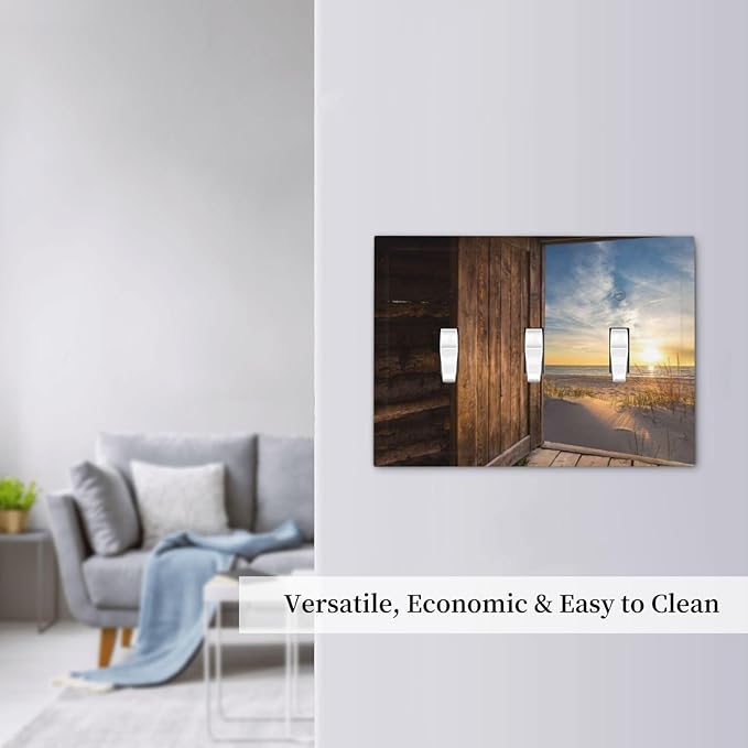 Sun Beach Grass Ocean Landscape Triple Toggle Light Switch Cover 3 Gang Wall Plate Decorative Farmhouse Western Brown Barn Door Electrical Facplate for Bathroom Kitchen Home 6.7" x 4.8"