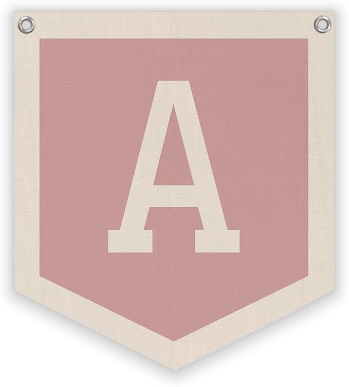 Lacama Pink Initial Personalized Preppy Banner, Baby Shower Decor Gifts, Wall Decor for Women Teen Girl, Vintage Room Decor Toddler Room Bedroom Playroom Front Door Birthday Gift(A)