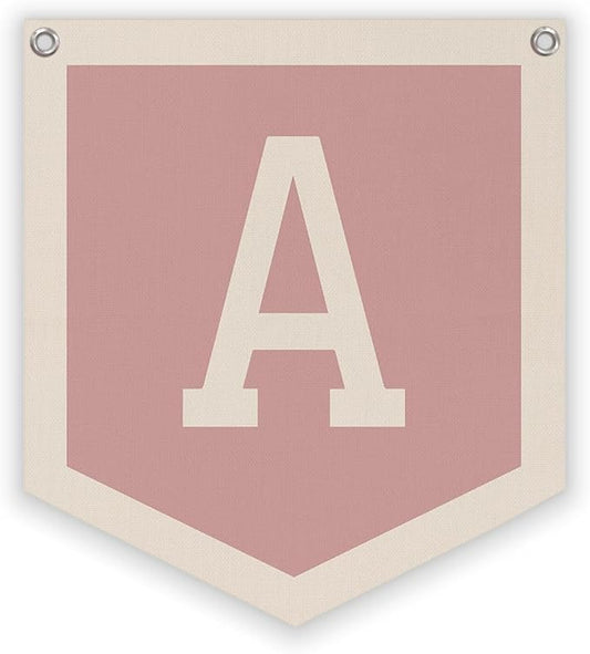 Lacama Pink Initial Personalized Preppy Banner, Baby Shower Decor Gifts, Wall Decor for Women Teen Girl, Vintage Room Decor Toddler Room Bedroom Playroom Front Door Birthday Gift(A)