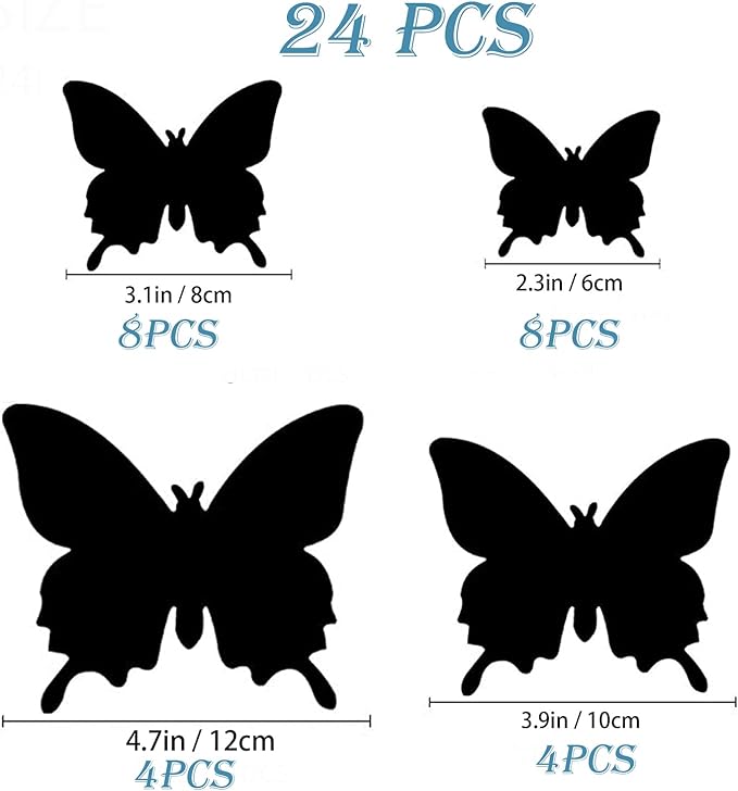 Butterfly Wall Decor 24/48 PCS, 3D Butterflies Stickers for Party Decorations with Magnets(Blue, 24)