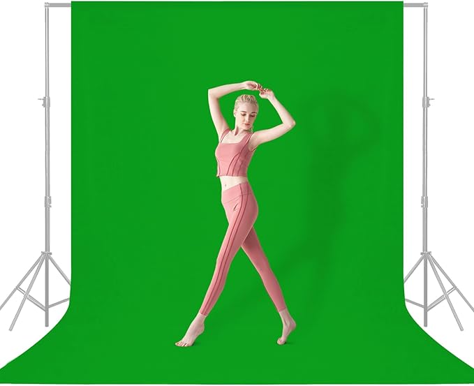 YSKE-Y2 Heavy Duty Photo Backdrop, 10x8ft Green Seamless Fabric Background Photography Backdrop Curtain Screen for Photoshoot Video Studio Party