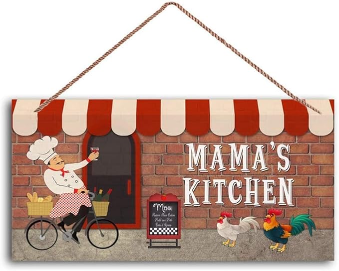 Personalized Mother's Kitchen Sign Fat Chef Card French Chef Cafe Card Bistro Wall Decoration Custom Wooden Sign 5 * 10 inch