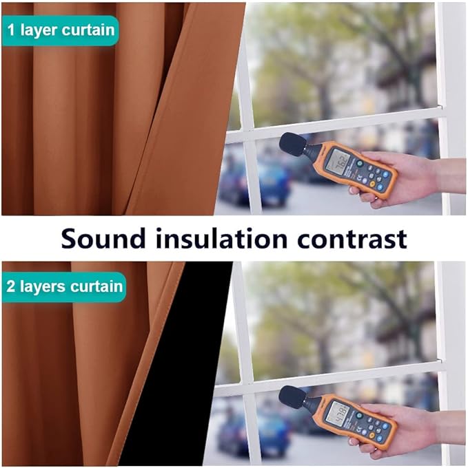 NICETOWN 100% Blackout Window Curtain Panels, Full Light Blocking Drapes with Black Liner for Nursery, 72-inch Drop Thermal Insulated Draperies (Burnt Orange, 2 Pieces, 42-inch Wide Per Panel)
